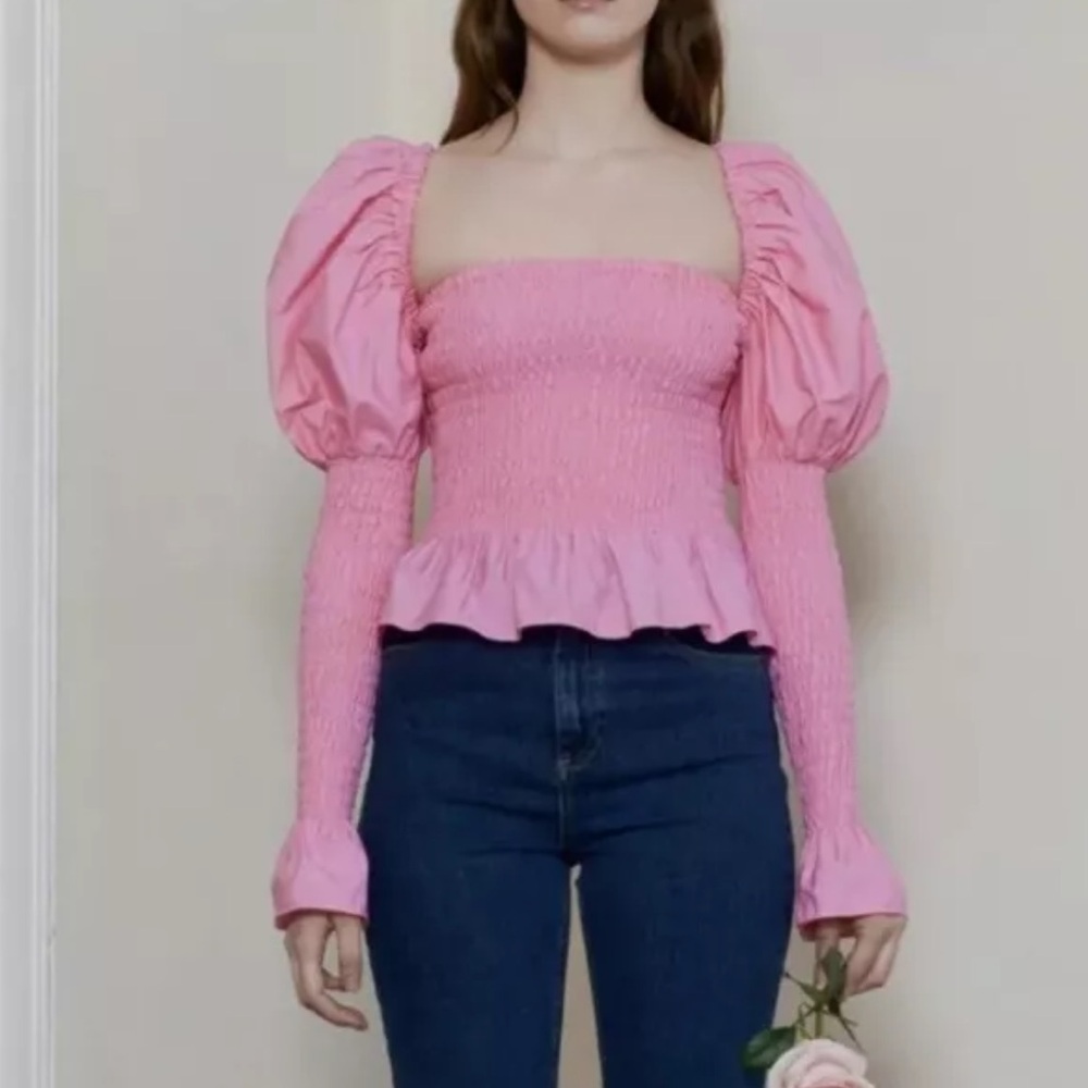 PrettyLittleThing corset puff sleeve blouse in lavender
